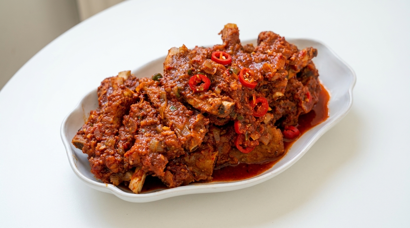 Travers de porc coréens épicés braisés (Dwaeji-galbi-jjim)