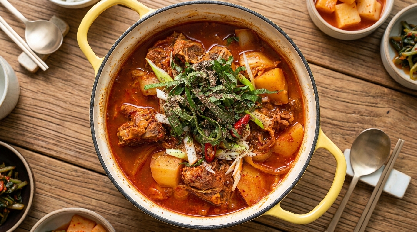 Soupe épicée coréenne au dos de porc (Gamjatang)