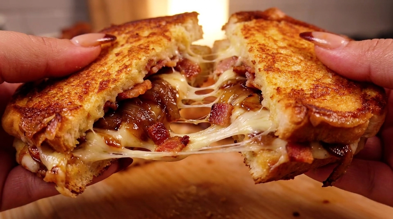 Grilled Cheese au Bacon et Oignons Caramélisés