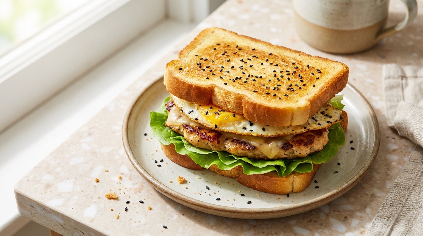 Sandwich croustillant au poulet et aux œufs