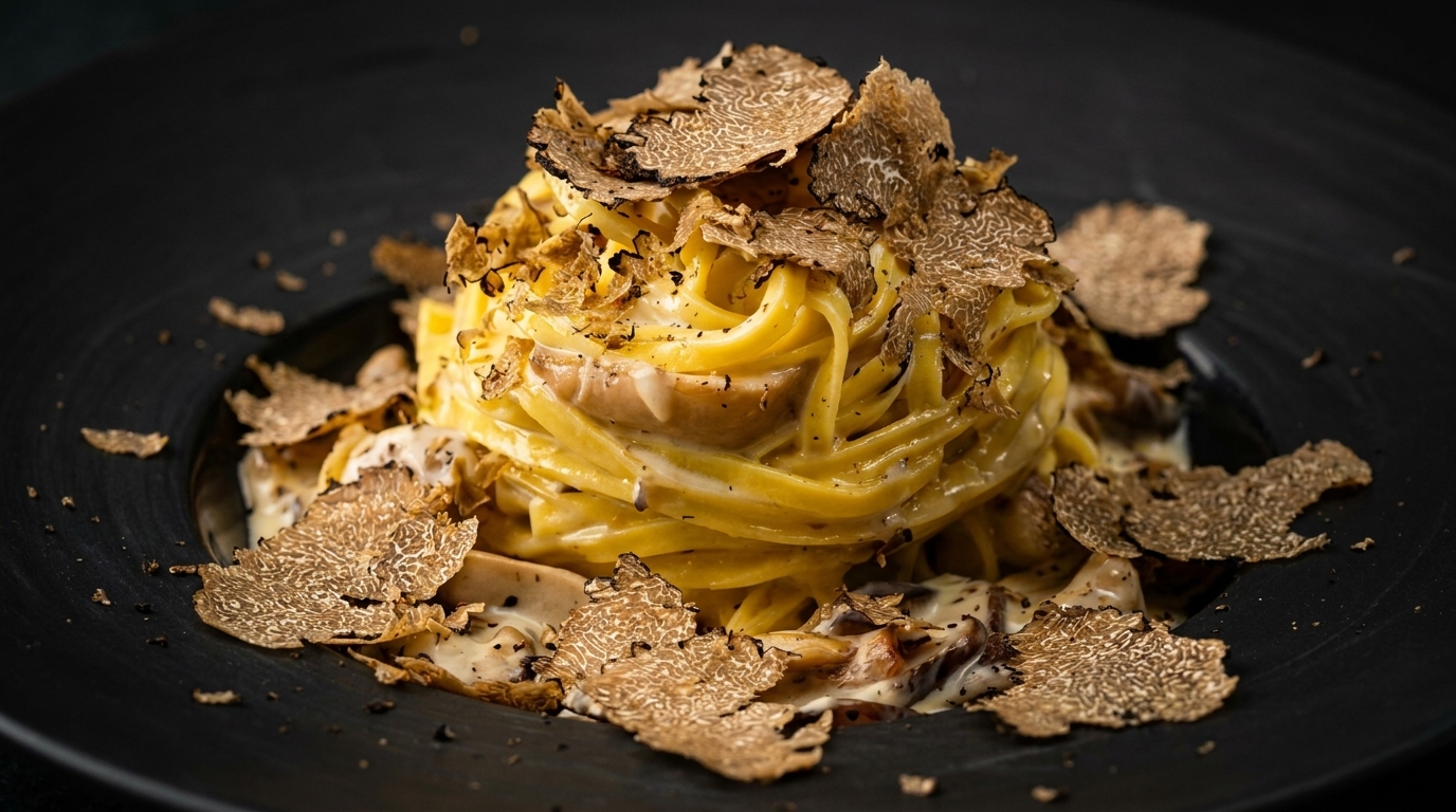 Pâtes Luxueuses à la Truffe Noire et aux Champignons