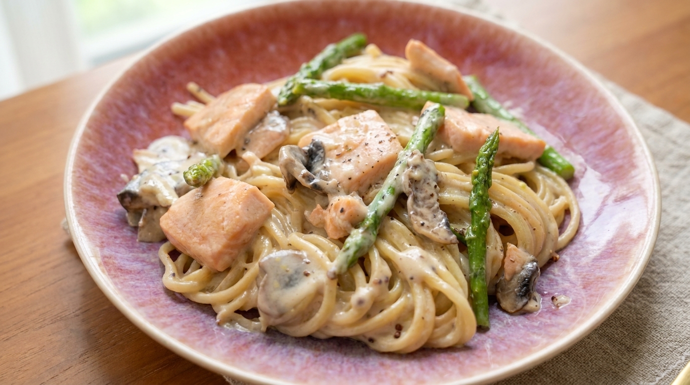 Pâtes au Saumon et Sauce Blanche Crémeuse
