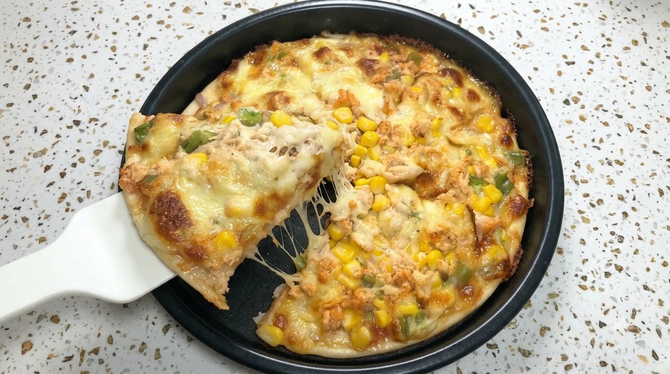 Pizza maison au saumon et au maïs