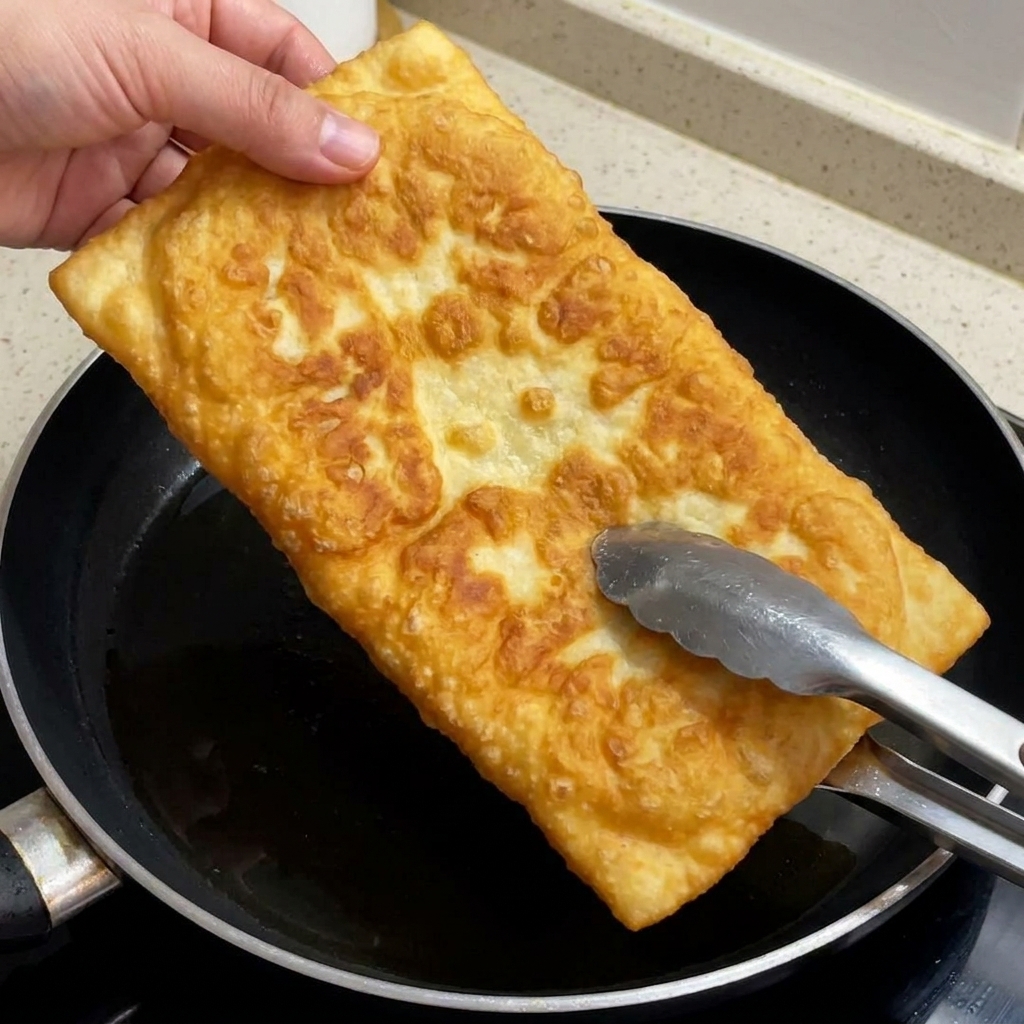 Un pain ciabatta doré et grillé est coupé avec des ciseaux de cuisine.