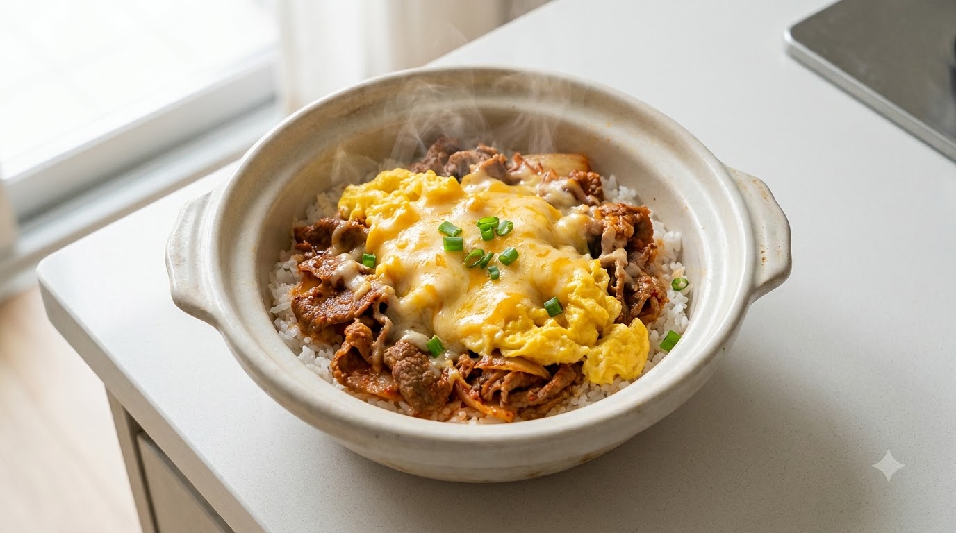 Bol de Riz au Bœuf, Kimchi et Œufs Brouillés Moelleux en 10 Minutes