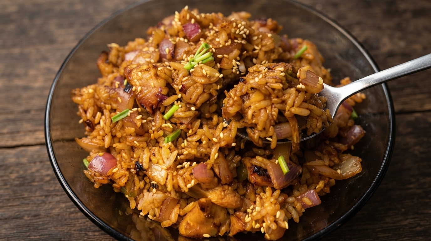 Riz sauté au kimchi et au poulet