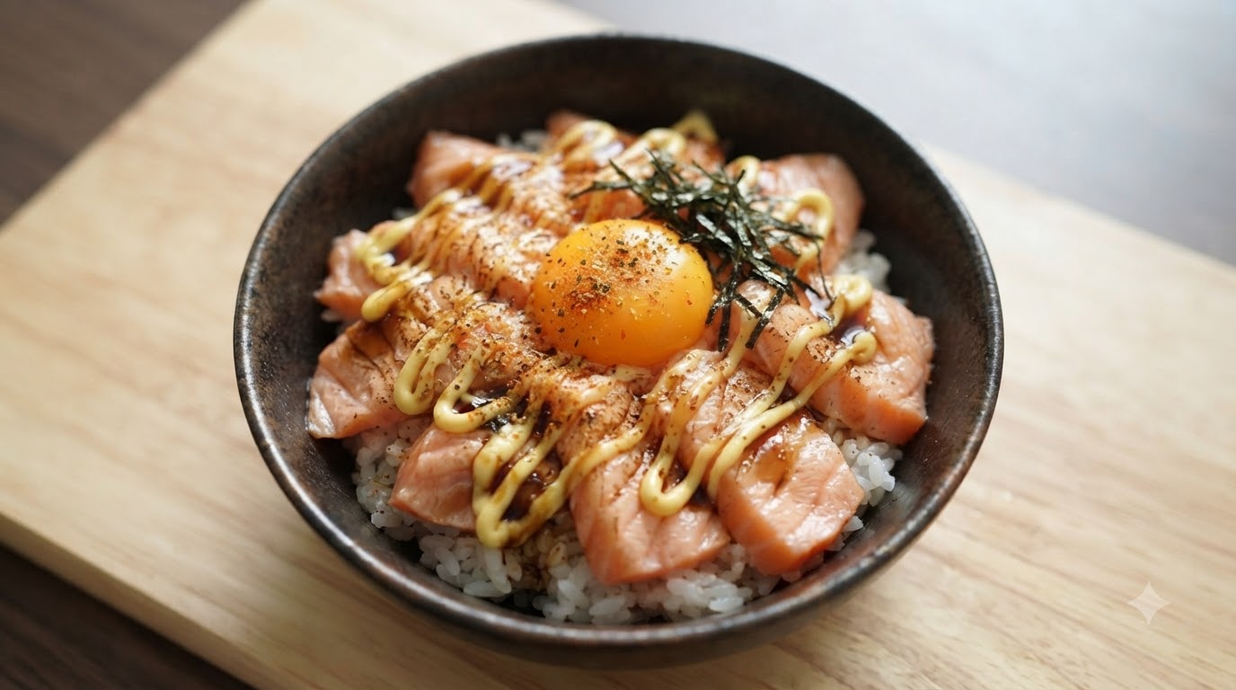 Donburi au Saumon Saisi (Aburi Sake Don)