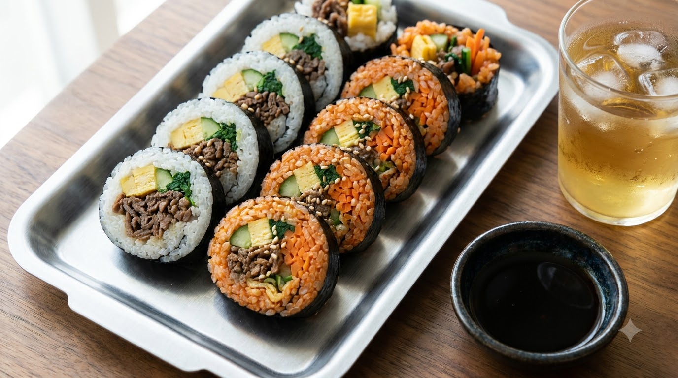 Gimbap Bicolore au Bulgogi et Riz Frit au Kimchi