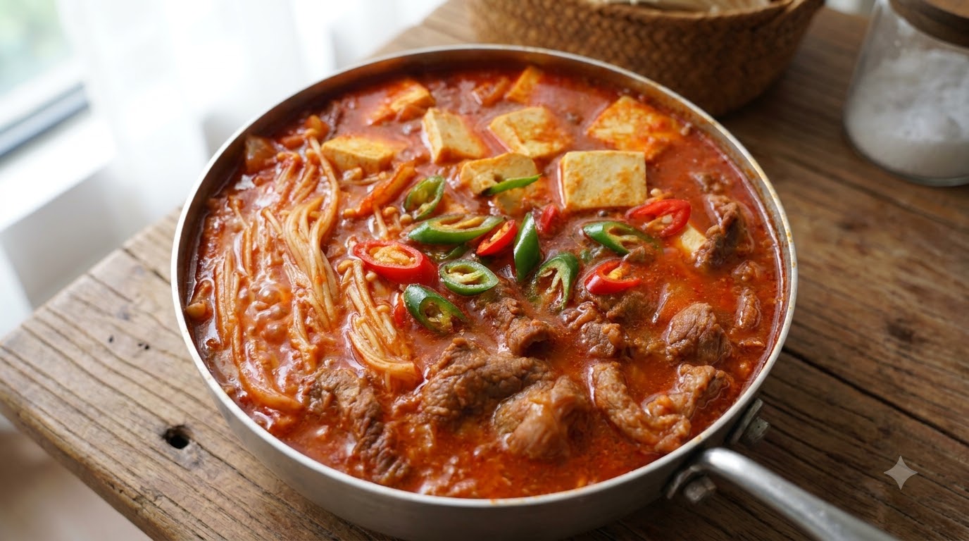 Soupe Coréenne de Bœuf au Kimchi et Tofu (Façon Sundubu)