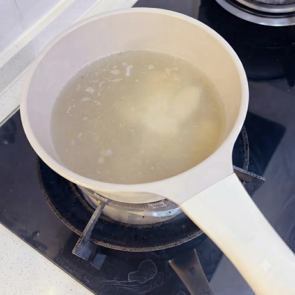 Ail émincé incorporé dans la casserole de soupe à laide dun ustensile en bois.