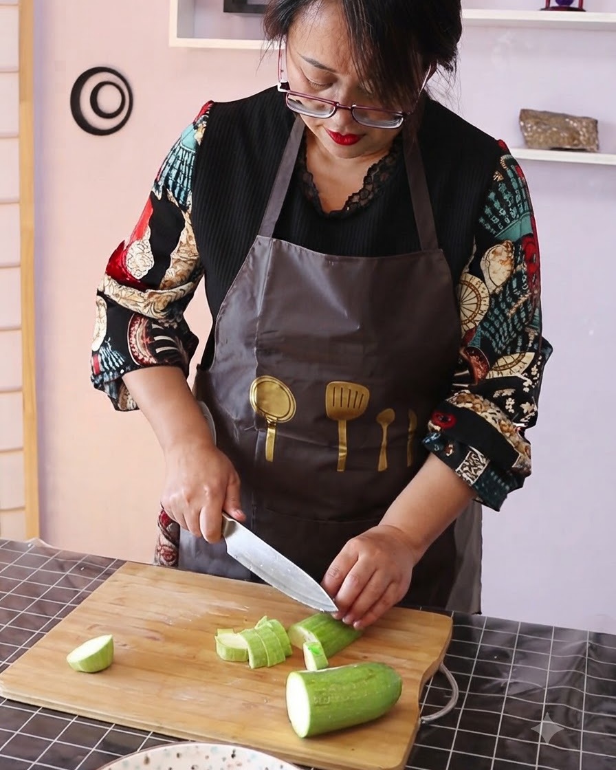 Chou chinois et grands blocs de tofu ferme coupés sur une planche à découper en bois.