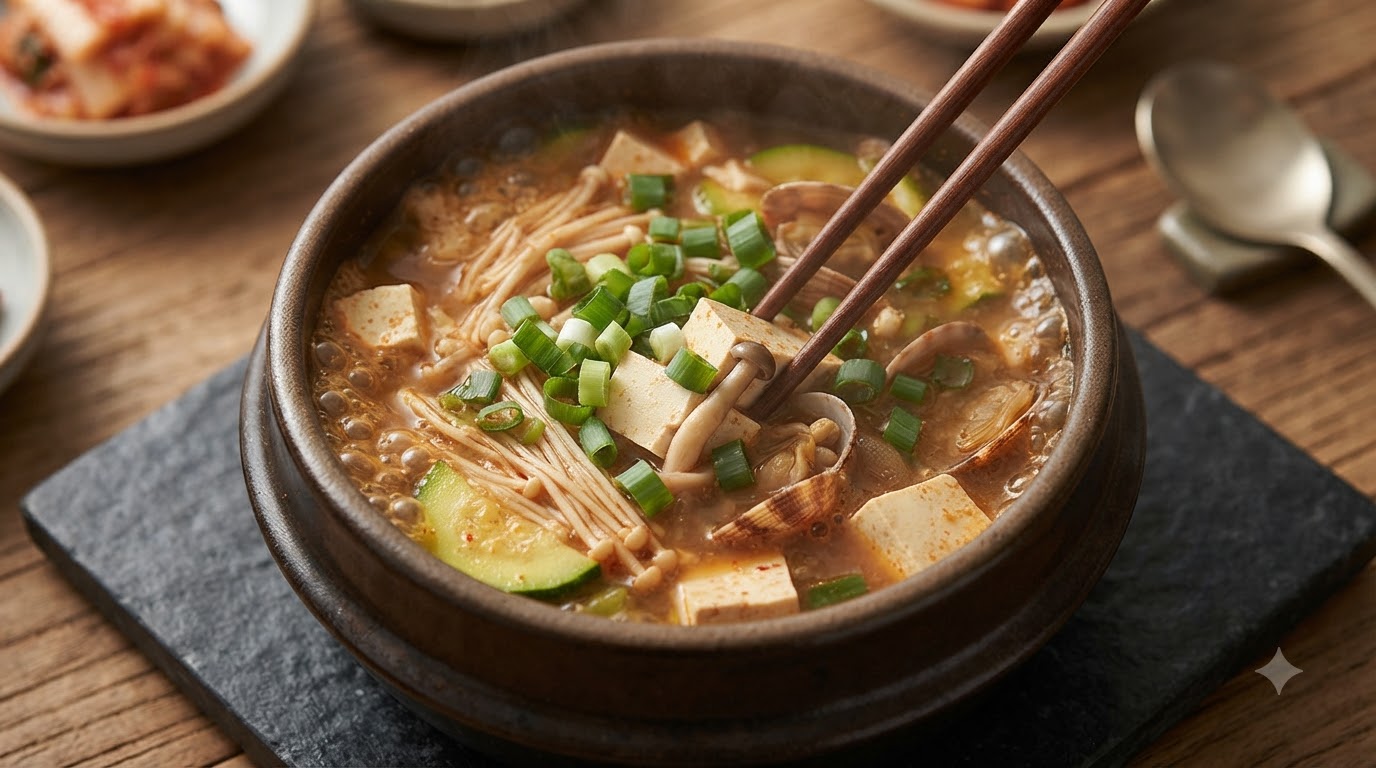 Soupe Coréenne Traditionnelle aux Pâtes de Soja Fermentées (Doenjang-jjigae)