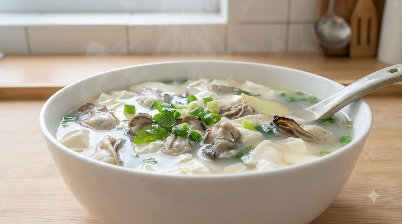 Soupe Légère d'Huîtres et Tofu Soyeux