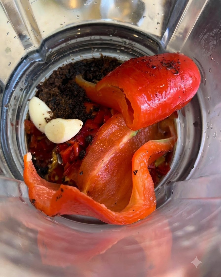 Sirop de miel versé dans le mélange du mixeur.