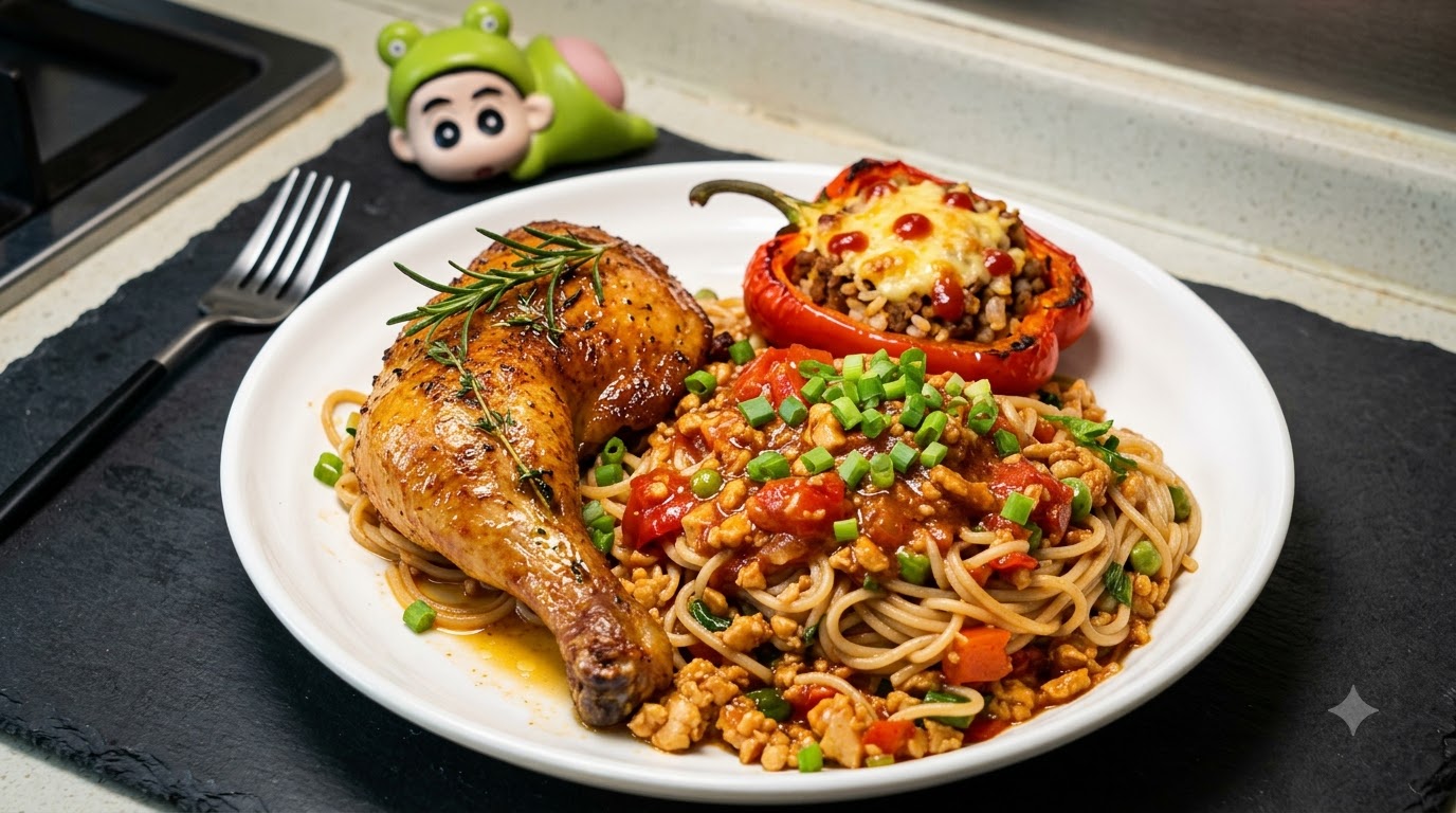 Spaghetti à la Tomate et au Poulet Haché