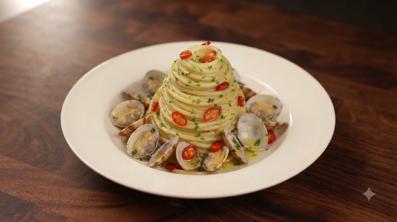 Spaghetti aux Palourdes et à l'Ail (Spaghetti alle Vongole)