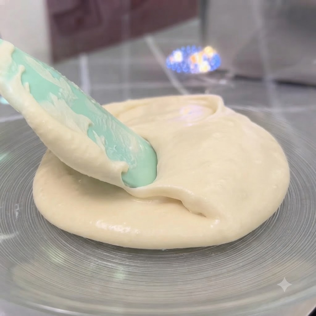 Poolish fermenté ajouté dans un bol de farine et mélangé pour former la pâte.