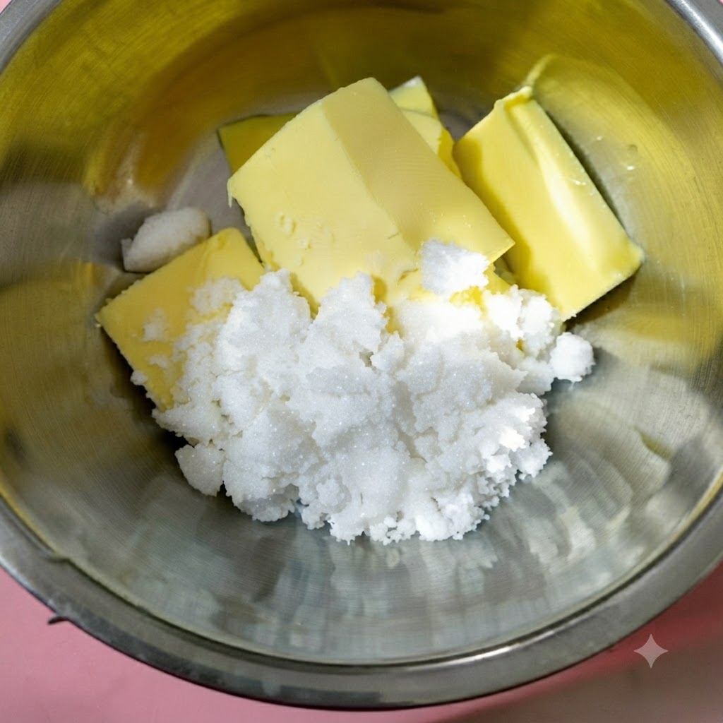 Un batteur électrique fouettant le beurre et le sucre pour obtenir une crème jaune pâle légère et mousseuse.