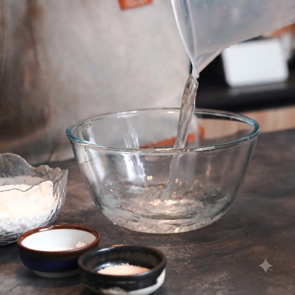 Des cristaux de sel versés dun petit bol dans un bol en verre rempli deau.