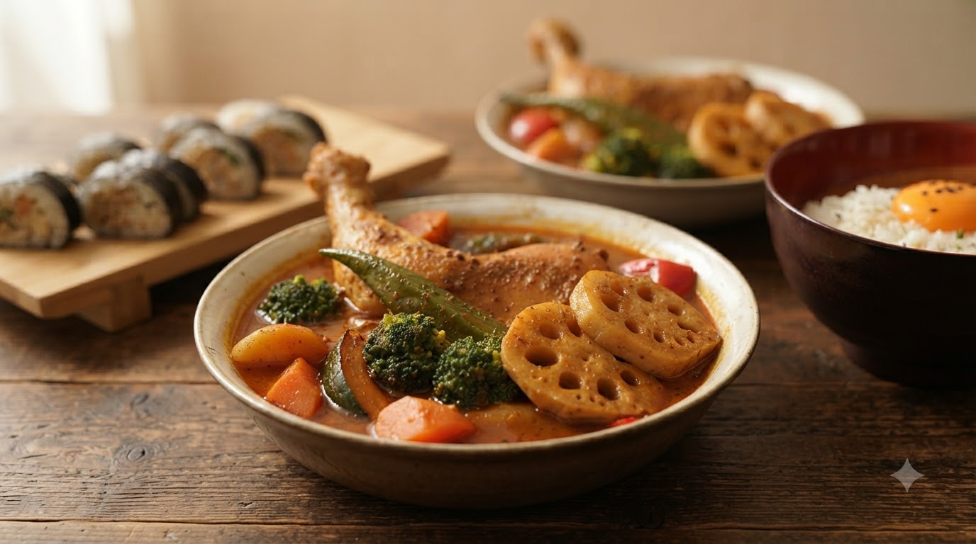 Soupe au curry Hokkaido authentique avec cuisse de poulet tendre