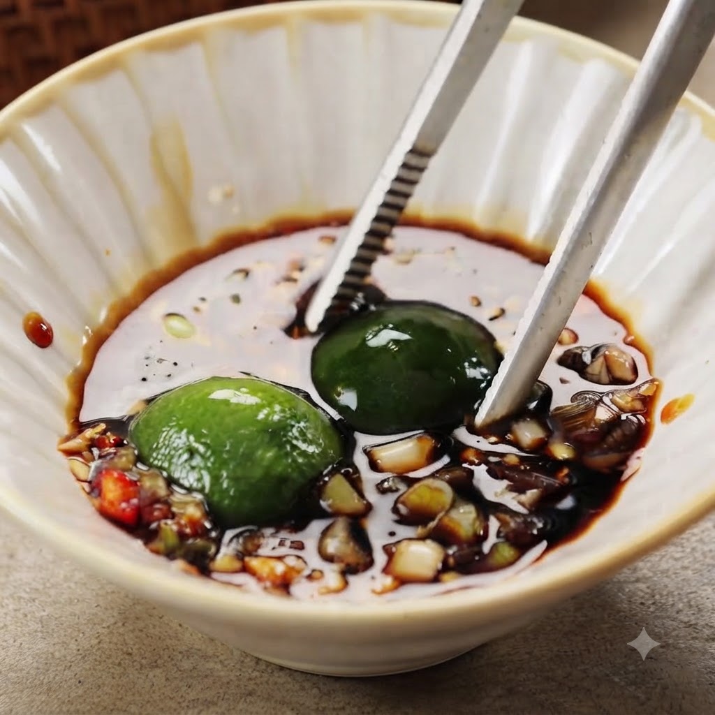 Des pinces pressant des citrons verts calamansi à lintérieur dun bol dingrédients pour sauce trempette.