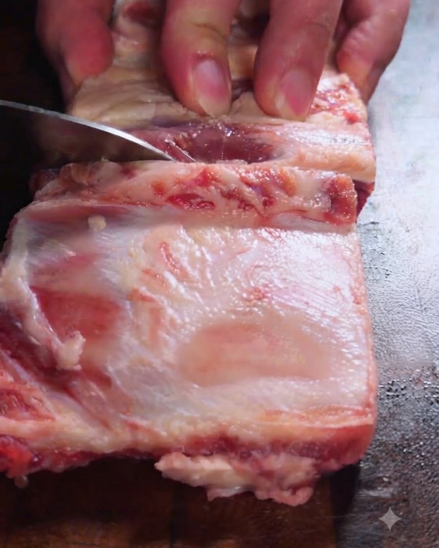 Morceaux de bœuf immergés dans une casserole deau froide.