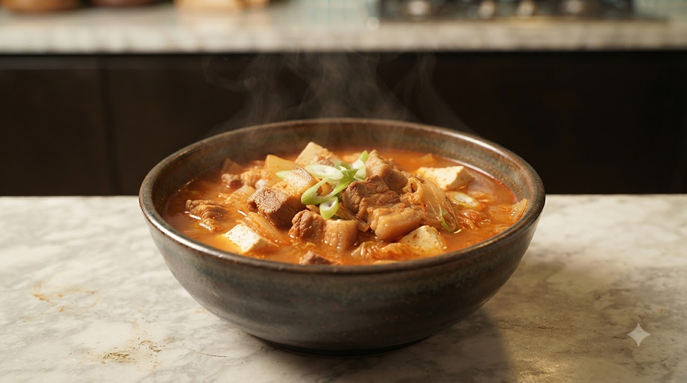 Soupe Chaude au Kimchi et au Porc