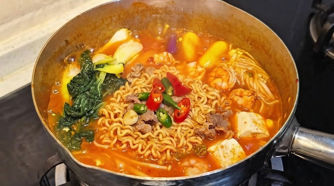 Budae Jjigae Léger (Pot-au-feu de l'Armée Coréenne)