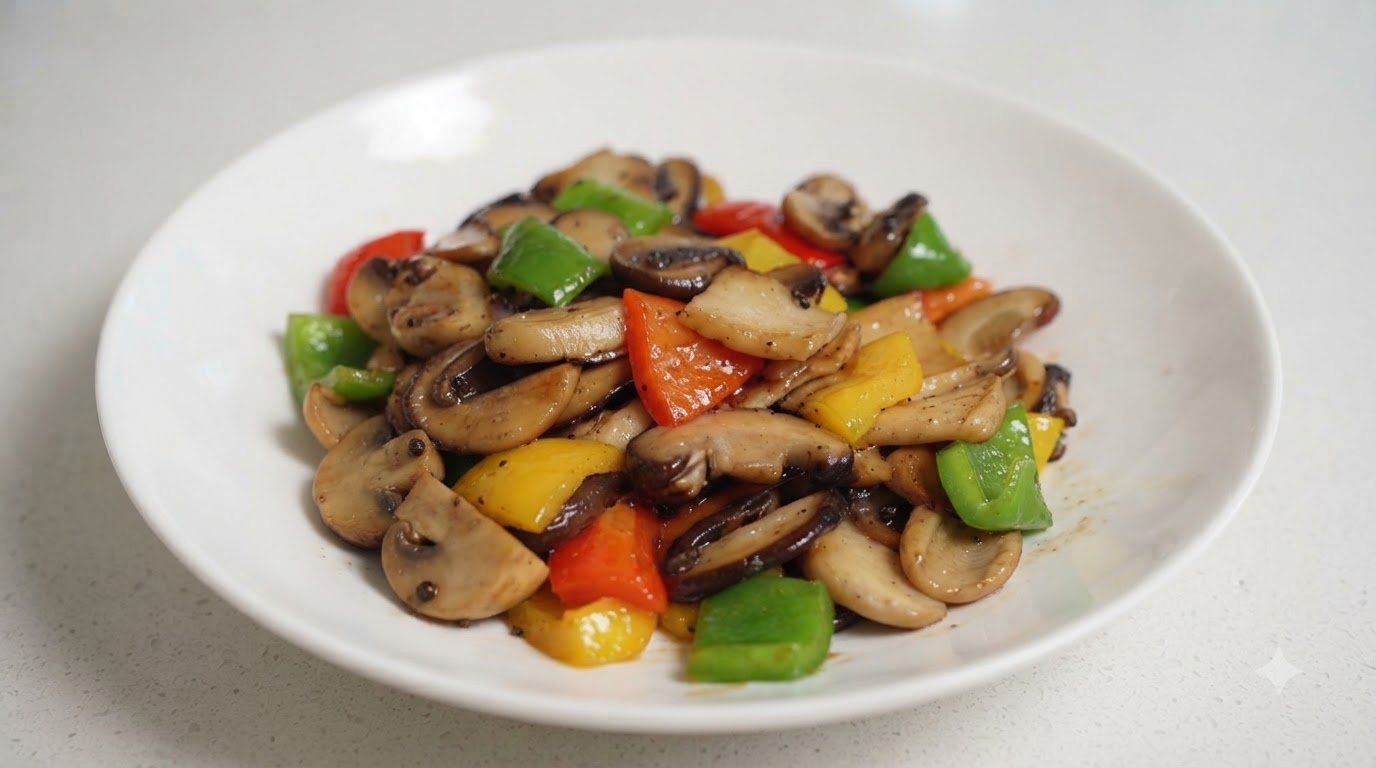 Champignons et Poivrons au Poivre Noir