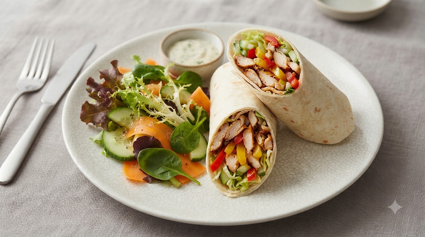 Wraps de Poulet Fumé aux Oignons Caramélisés