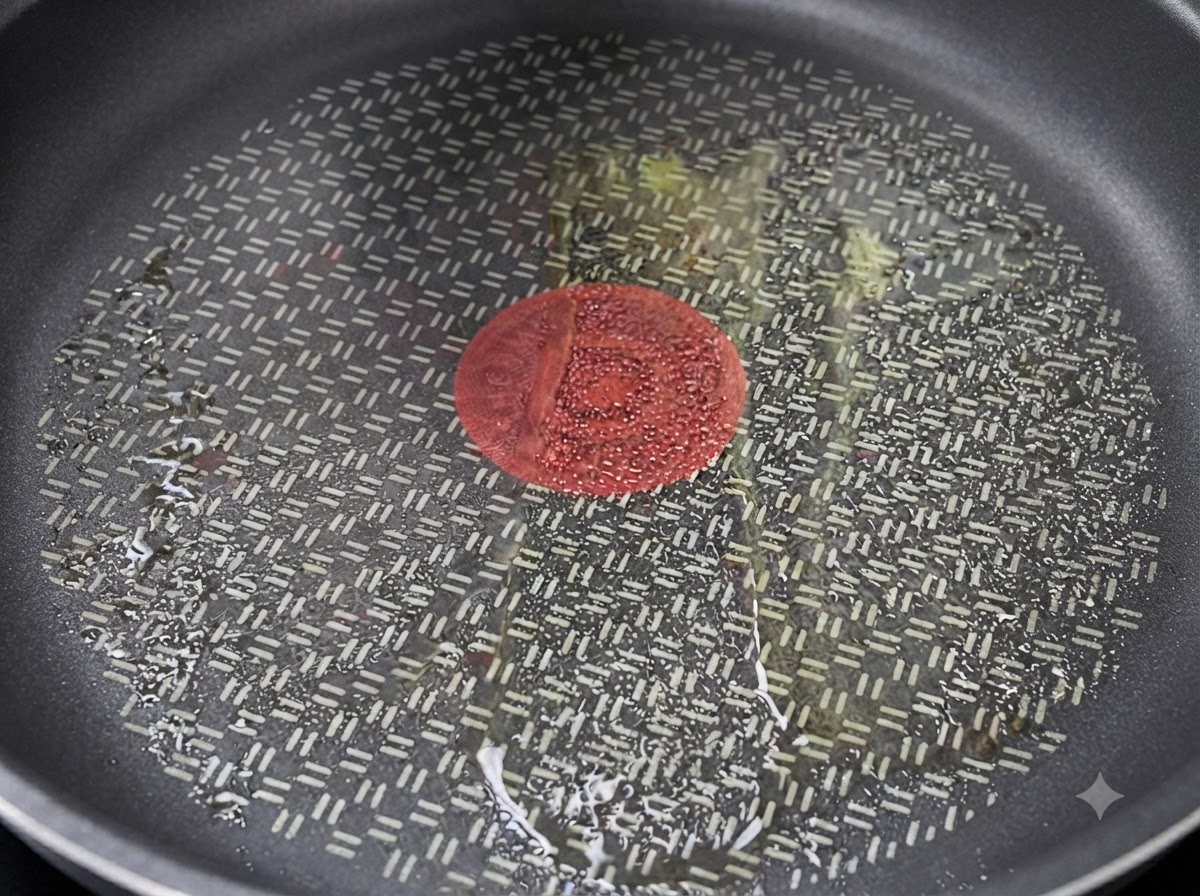 Une poêle chaude avec de lhuile préparée pour saisir des tranches de blanc de poulet.