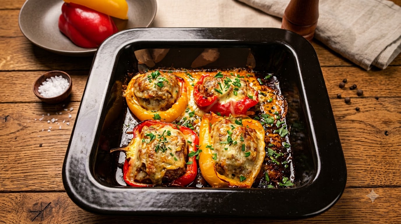 Poivrons Farcis à la Viande et au Fromage Fondant