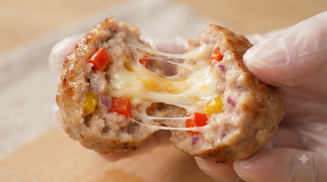 Boulettes de Porc au Poivron et au Fromage