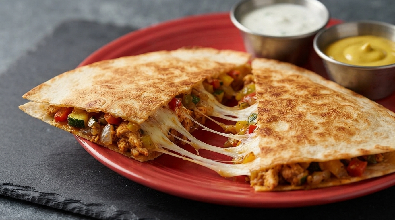 Quesadilla Mexicaine Croustillante au Poulet et Mozzarella