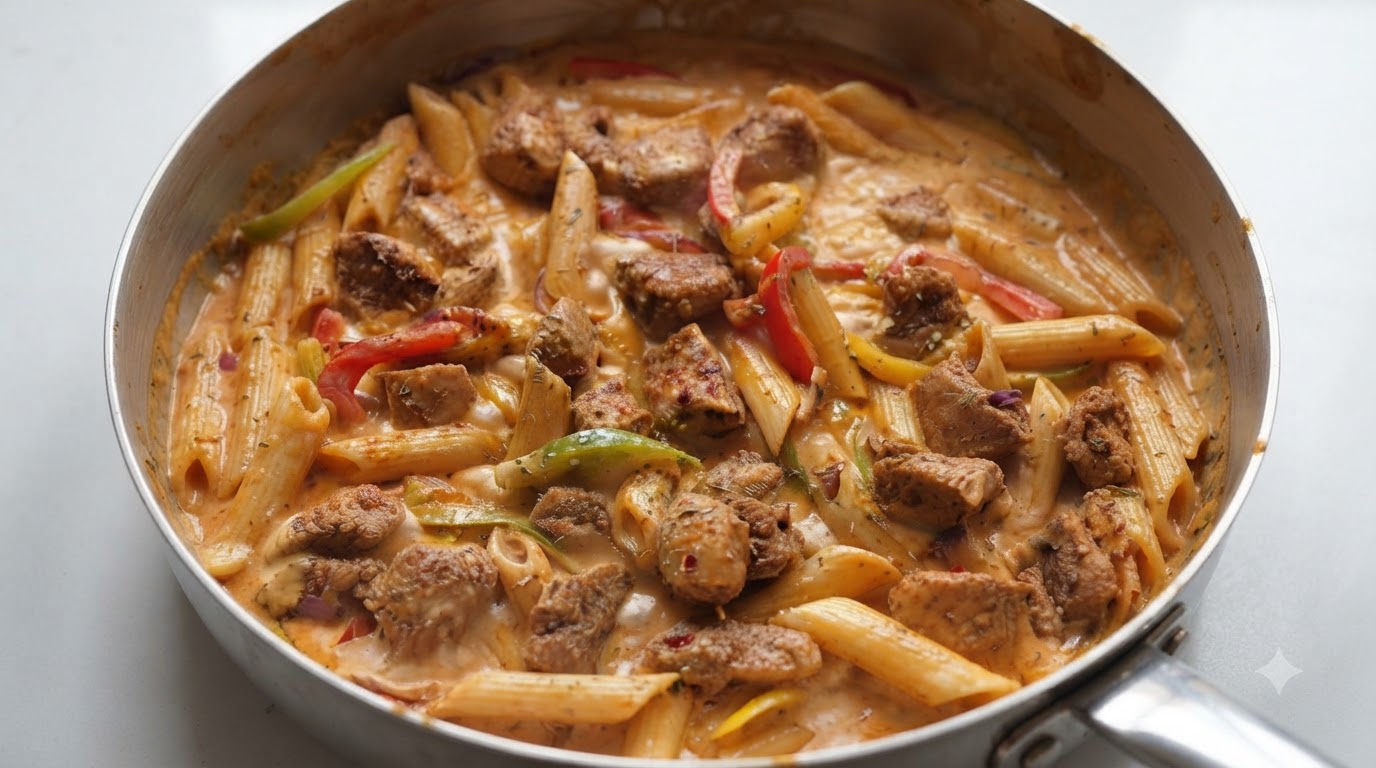 Pâtes Crémeuses au Poulet Façon Fajitas