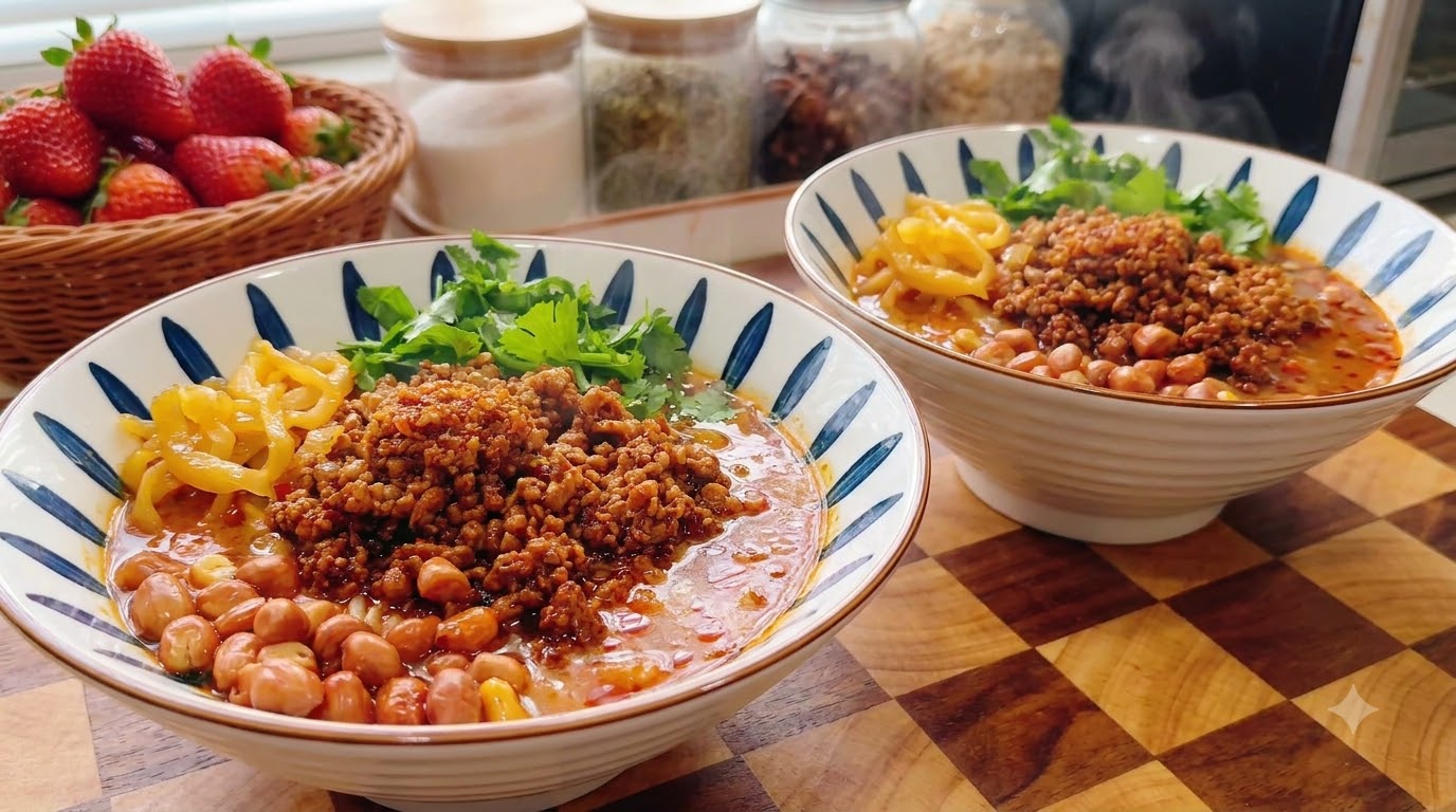 Soupe de Nouilles à la Viande Hachée Piquante
