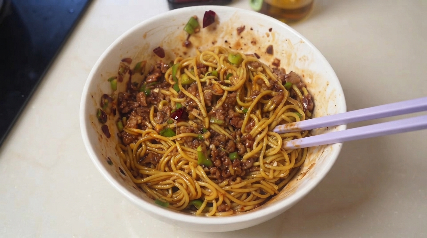 Nouilles Savoureuses à la Sauce de Viande Hachée