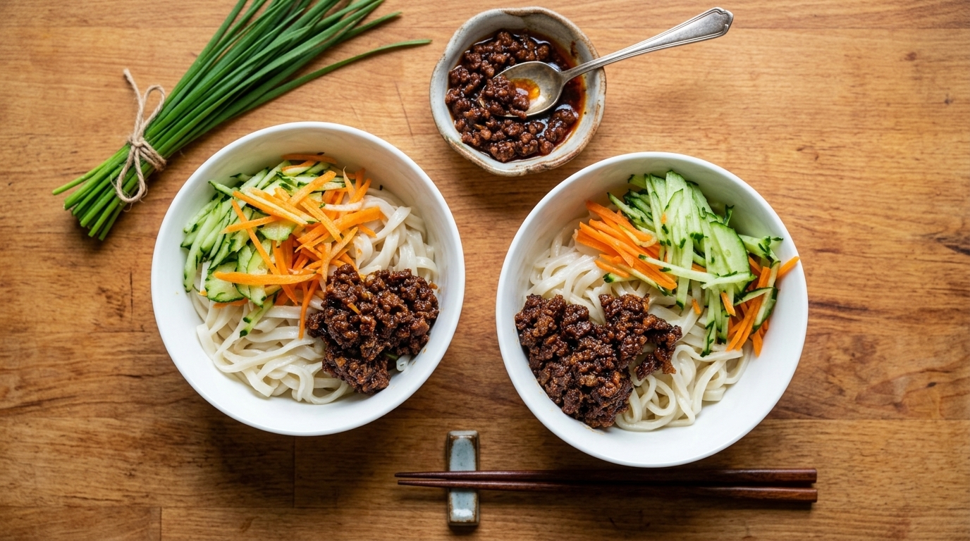 Zhajiangmian authentique de Pékin (Nouilles à la sauce frite)