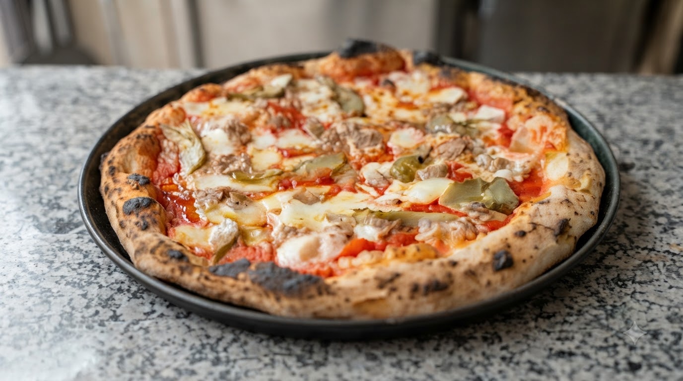 Pizza napolitaine aux artichauts et au thon