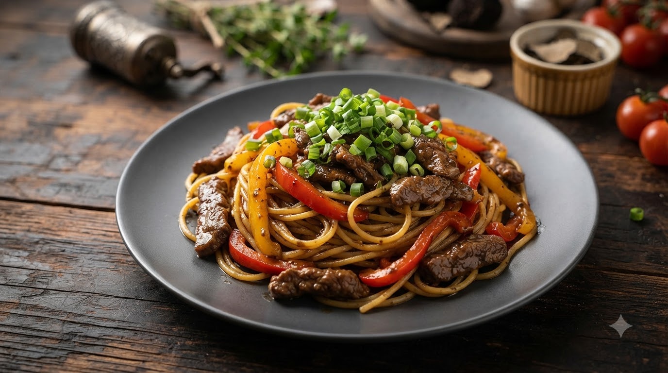 Spaghetti à la Sauce au Bœuf et Truffe Noire