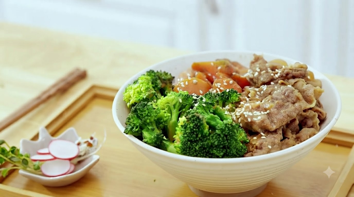 Bol de Riz au Bœuf et Brocoli au Miso Savoureux