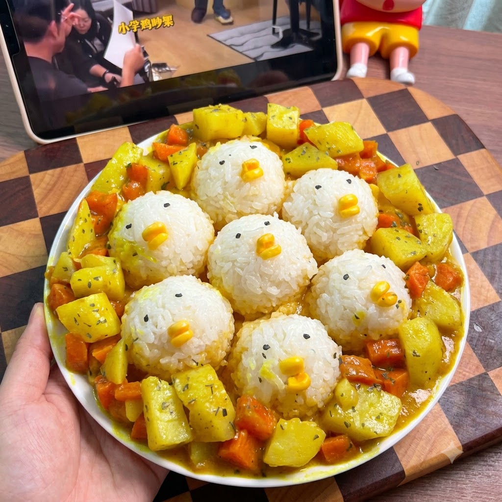 Riz cuit façonné en boule avec un cœur de fromage caché au centre.