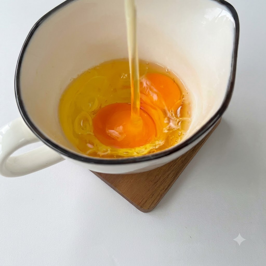 Œufs battus à lintérieur dun bol en verre à laide dun fouet métallique.