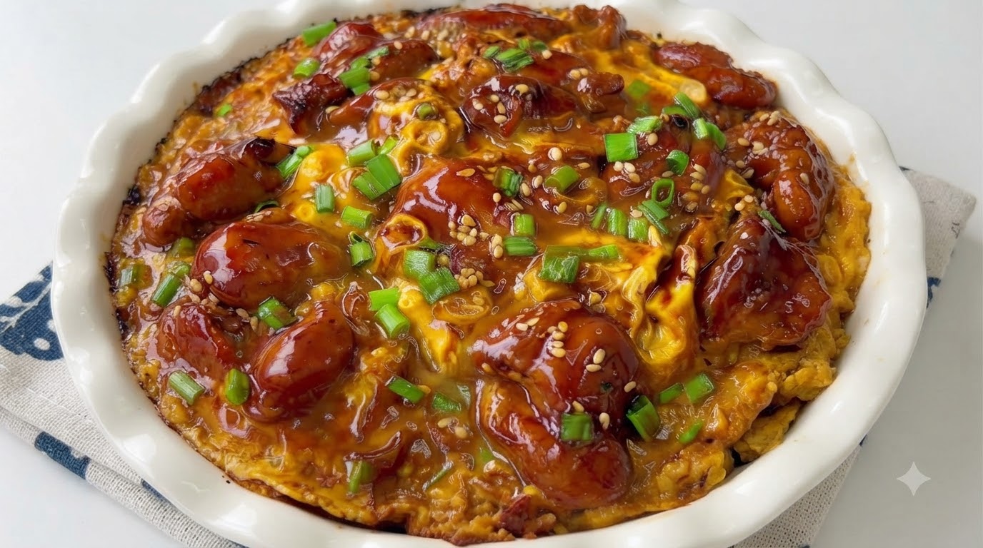 Riz au poulet et aux oeufs moelleux