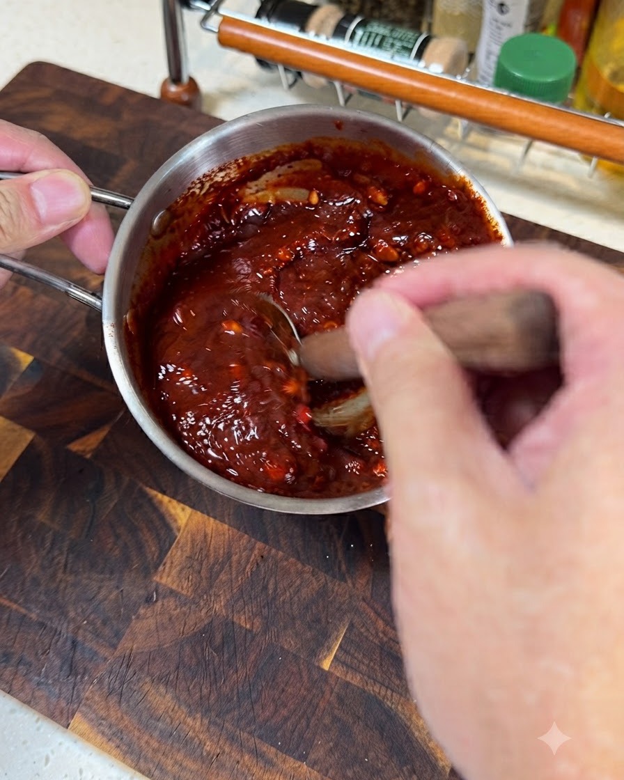 De lhuile de cuisson versée dans une poêle noire chauffée.
