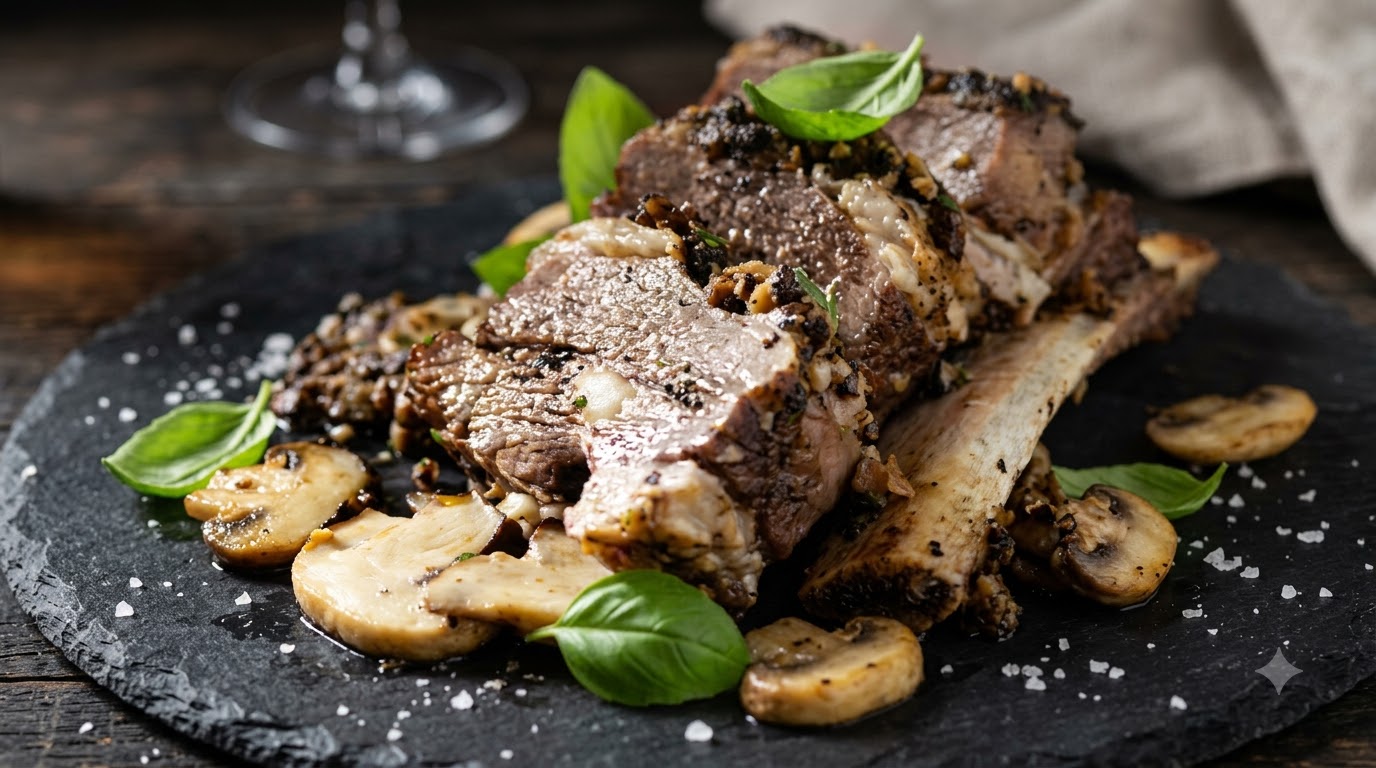 Côtes de bœuf aux truffes cuites en croûte de sel