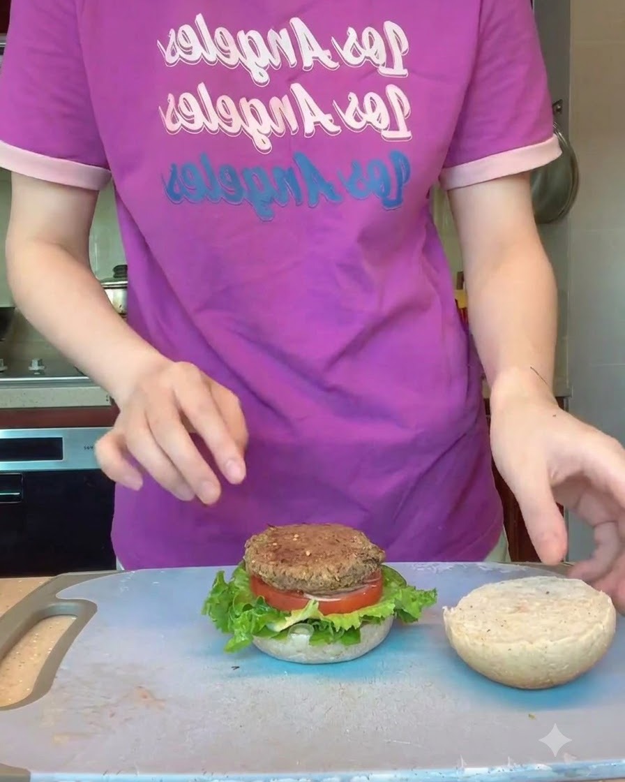 Un plateau rempli de steaks de burger de haricots noirs façonnés en train dêtre enfournés.