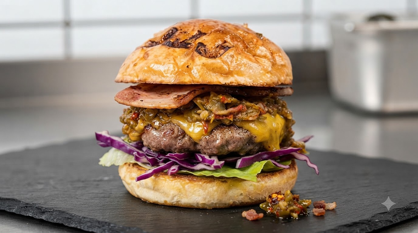 Burger Gourmet à la Double Sauce Piquante