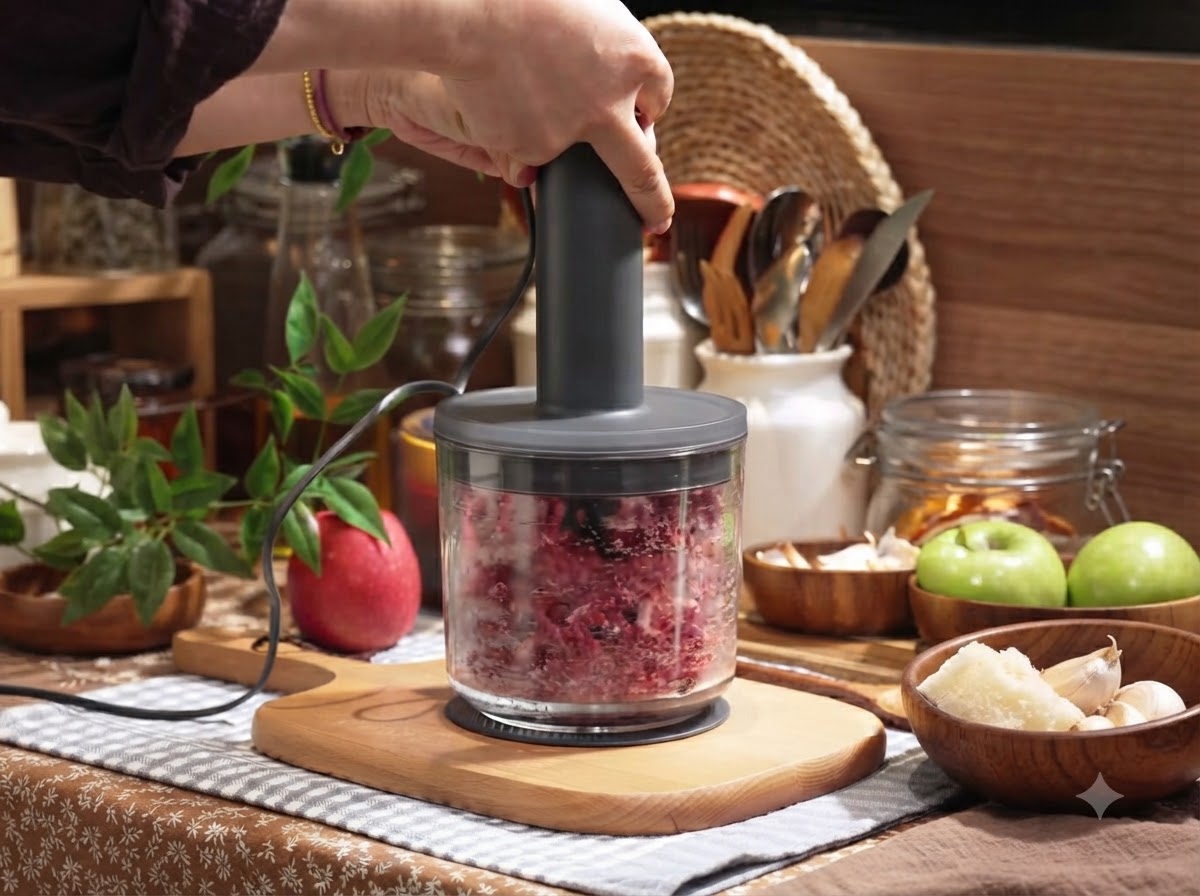 Bœuf finement haché à lintérieur dun récipient en verre après transformation.