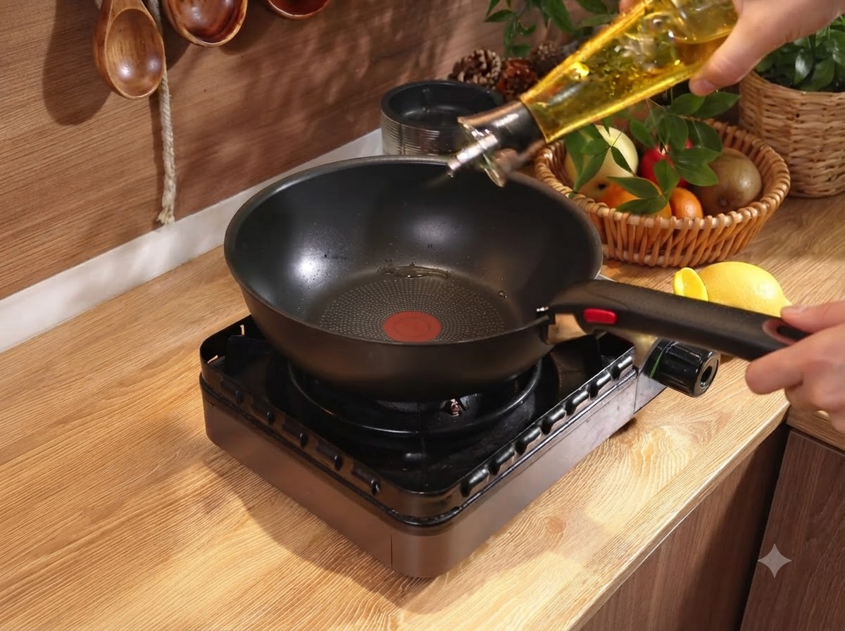 Bœuf haché en train dêtre sauté dans une poêle chaude avec de lhuile, assaisonné de poivre noir et de sel de mer.